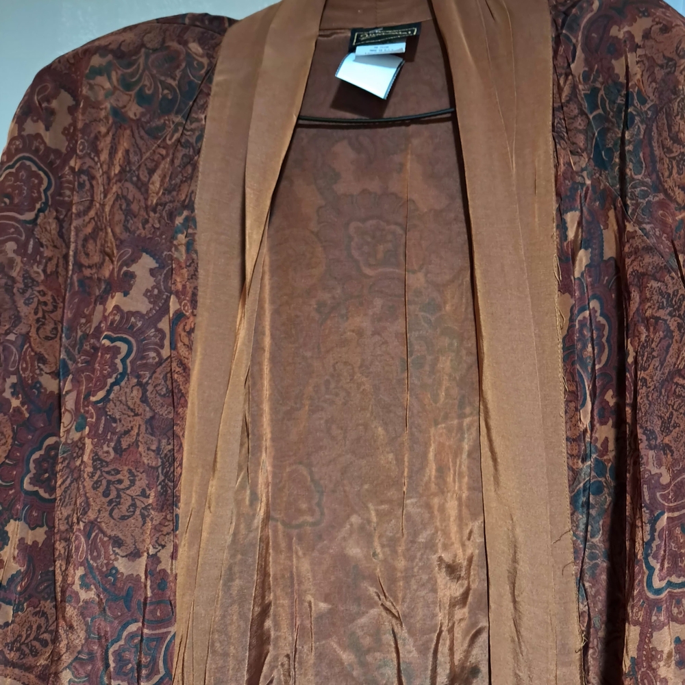 Vintage Just Me Paisley Duster Kimono Cardigan Size 18 Boho 90s Earth Tone - Picture 14 of 16